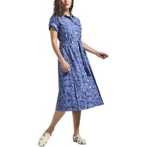Derek Lam 10 Crosby, S, Blue, Women's Gaelle Belted Utility Dress